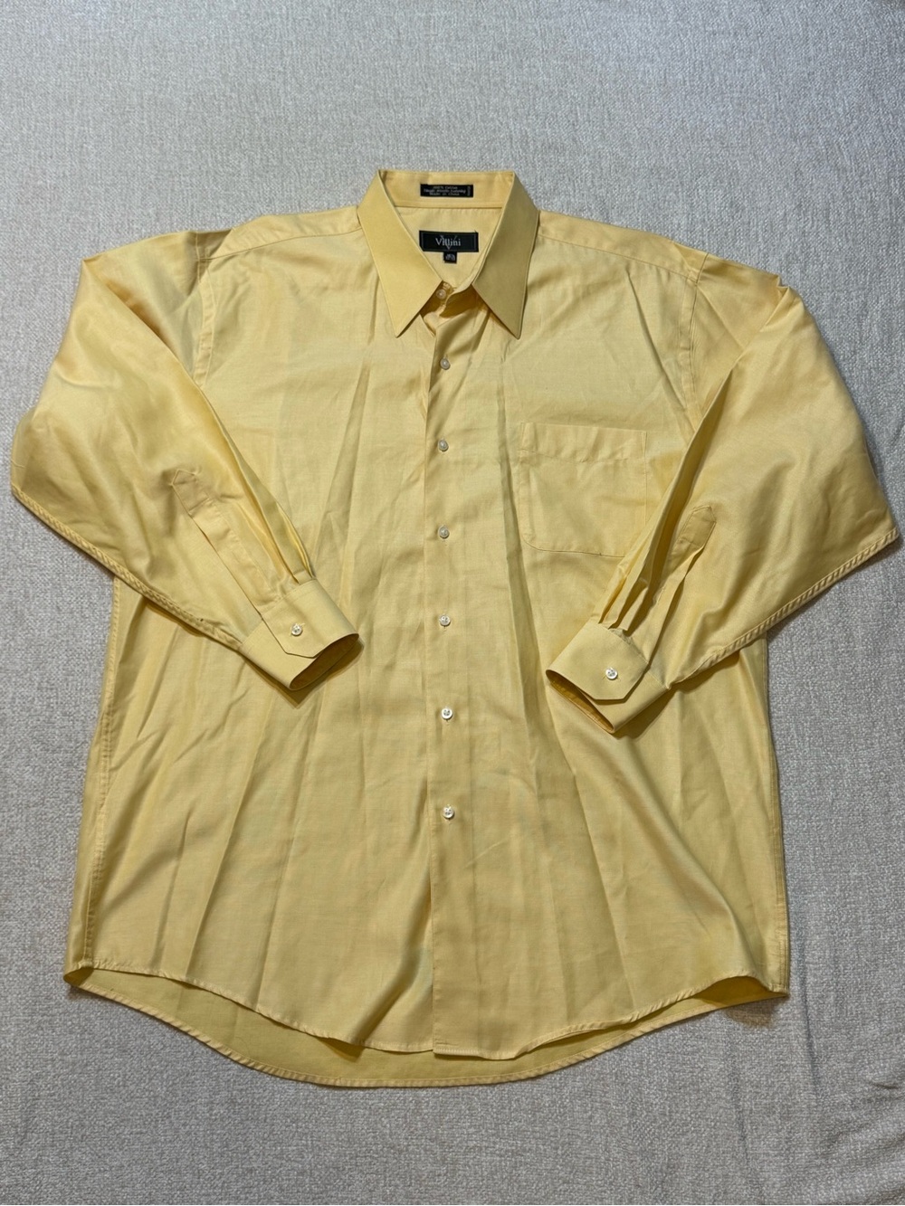 Roberto Villini Mens 16.5 32/33 Yellow Cotton Dress Shirt Quiet Luxury